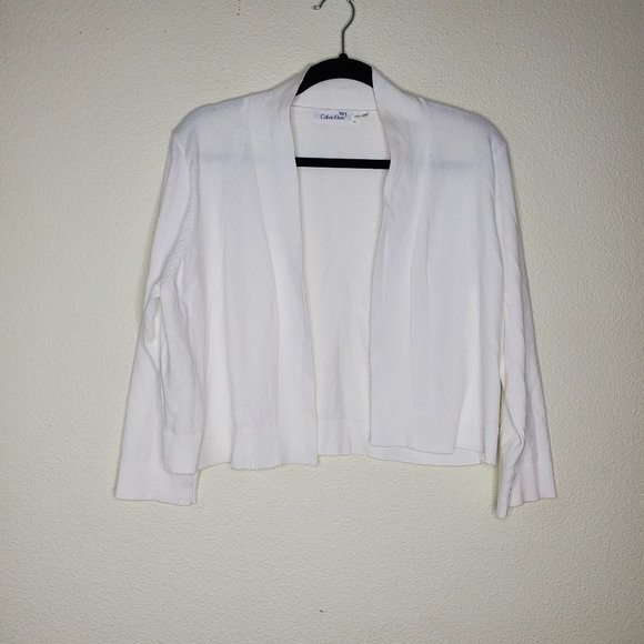 Calvin Klein Sweaters - Calvin Klein White Open Front Shrug